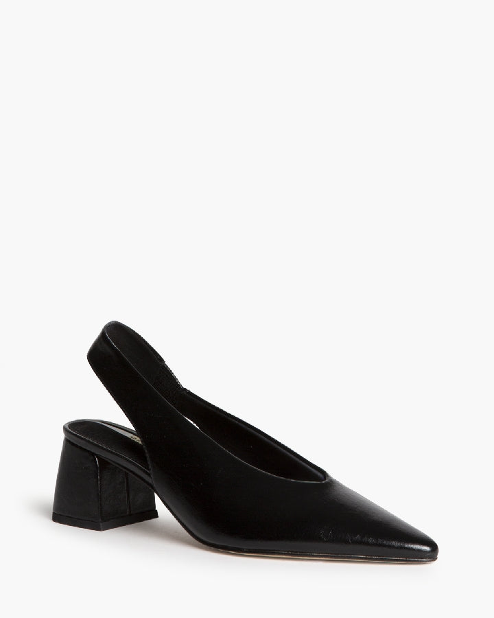 Escarpins slingback talon carré,  Noir