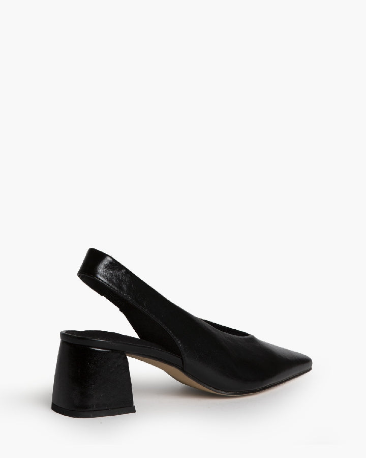 Escarpins slingback talon carré,  Noir