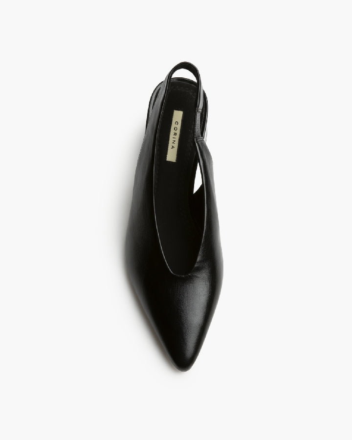 Escarpins slingback talon carré,  Noir