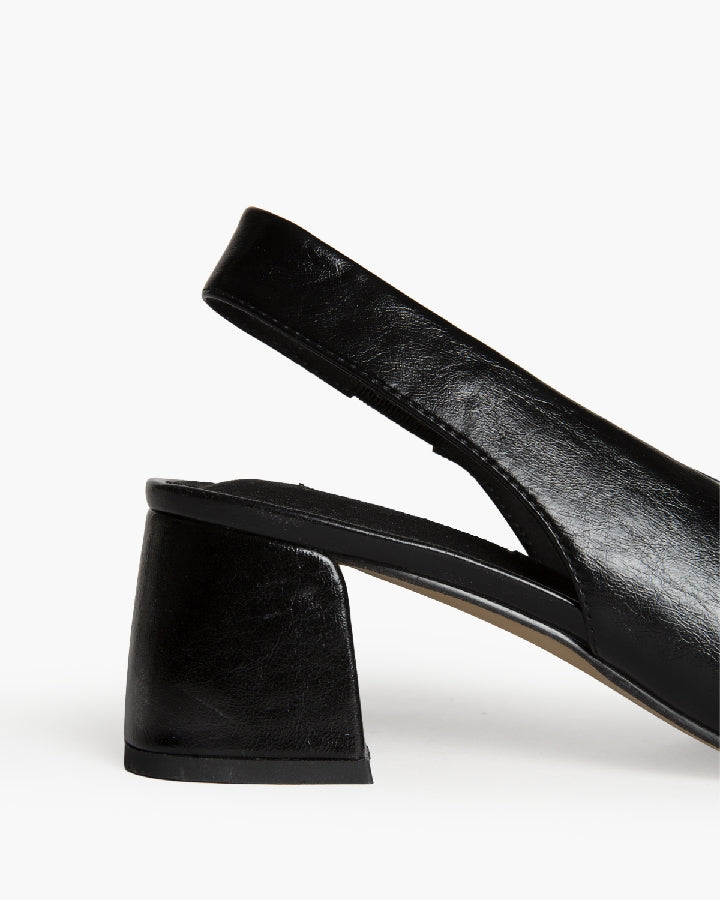 Escarpins slingback talon carré,  Noir