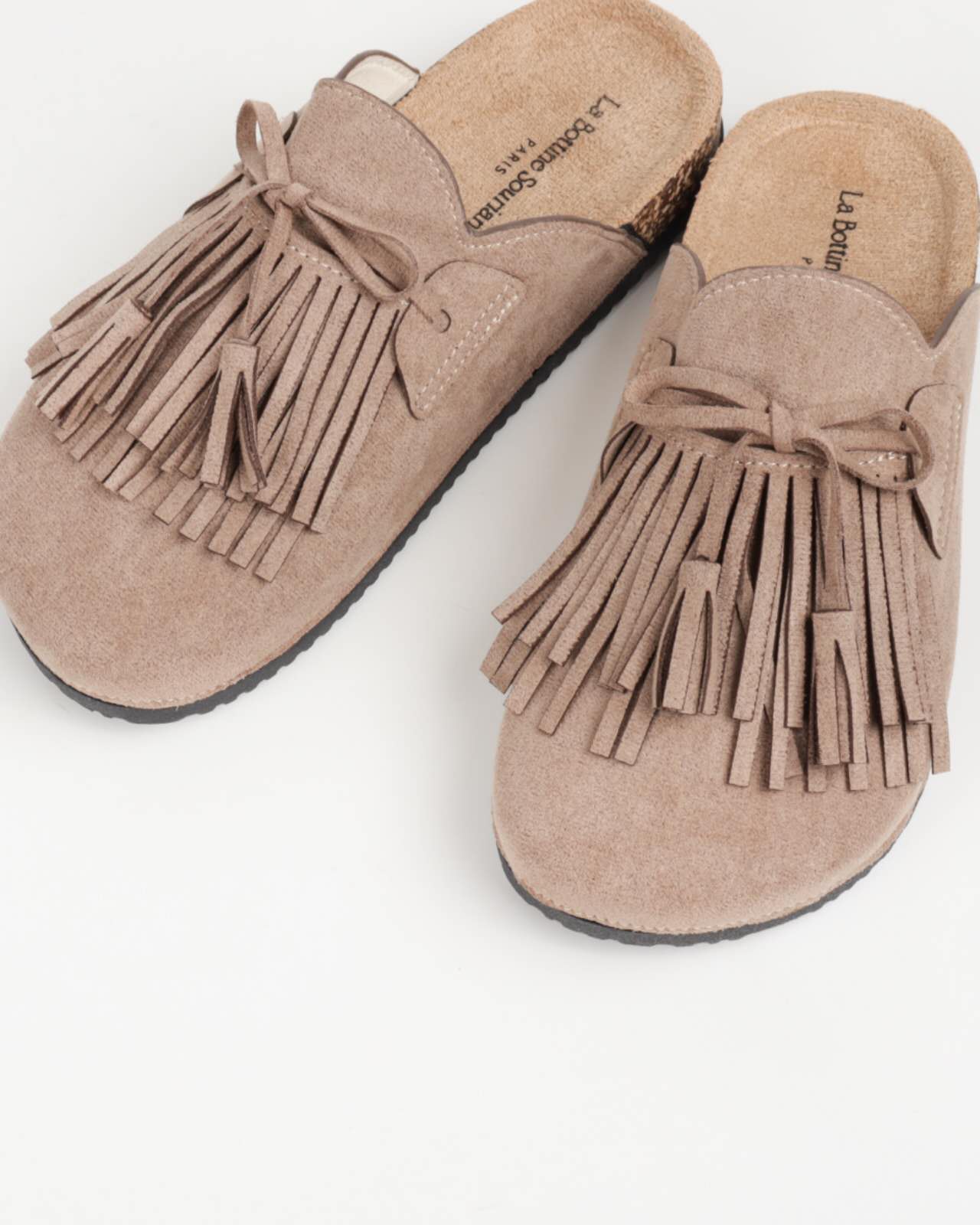 Sabots Franges, Taupe