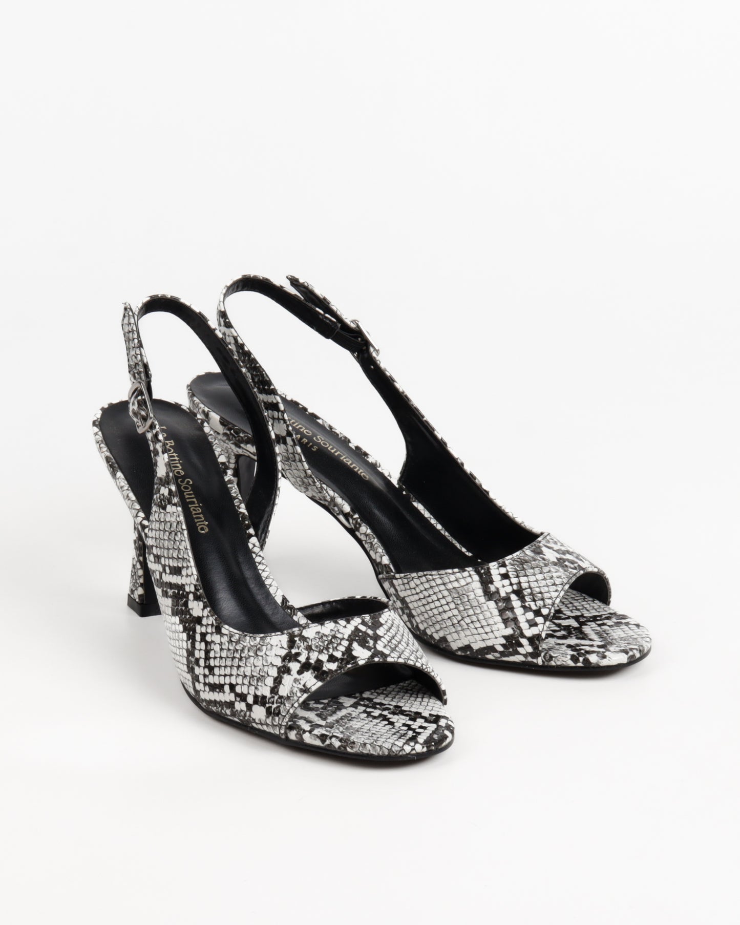 Escarpins slingback à bouts ouverts, effet serpent