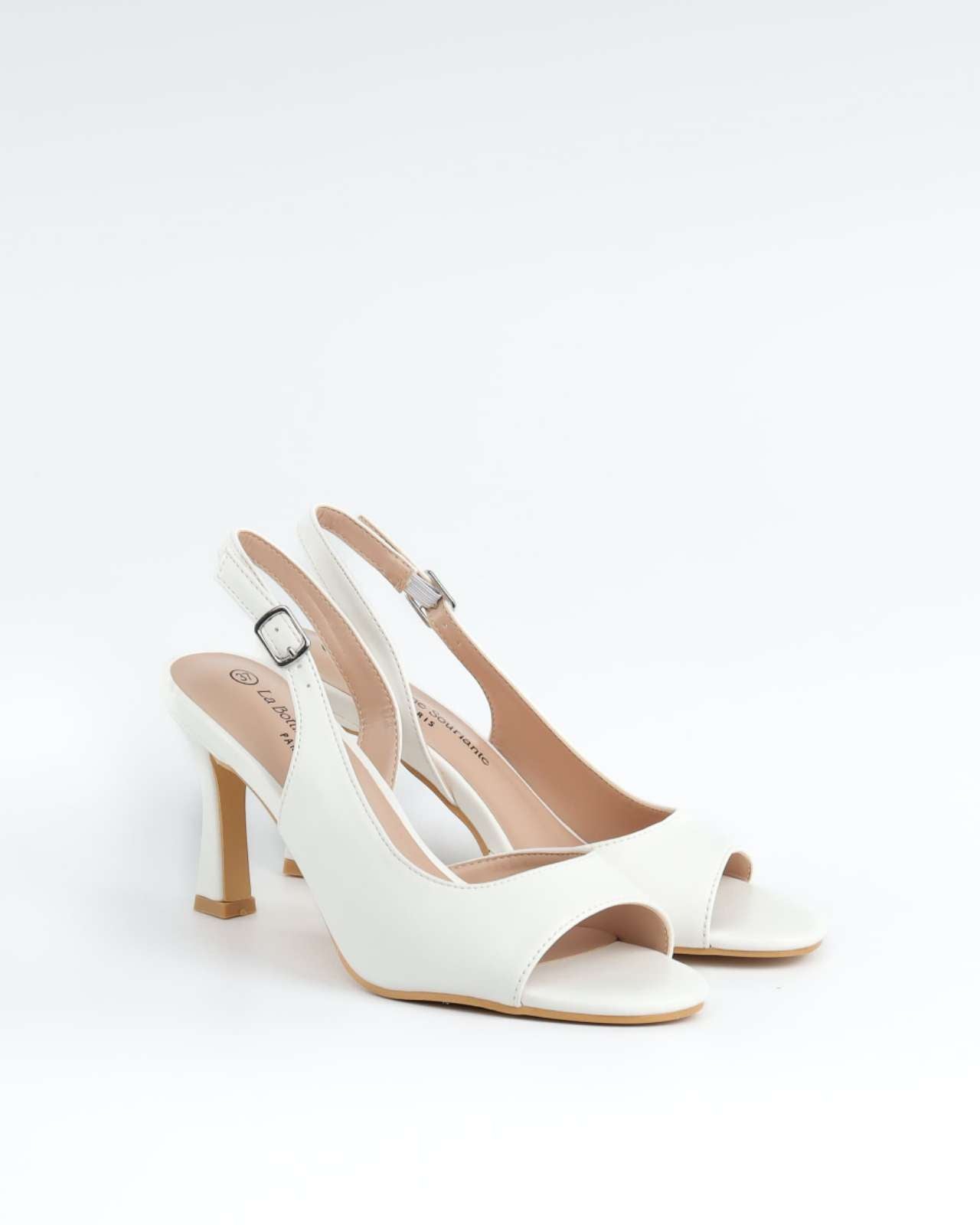 Escarpins slingback à bouts ouverts, Blanc