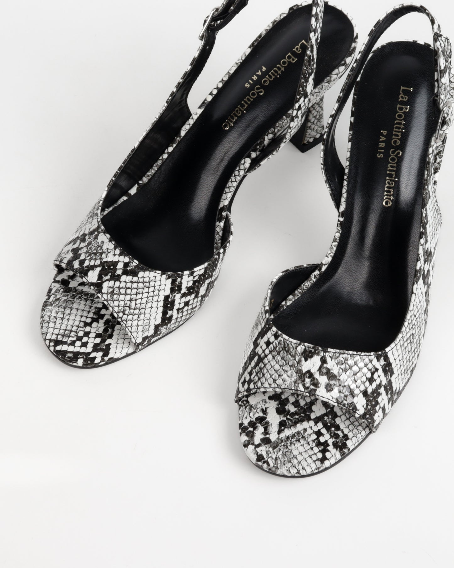 Escarpins slingback à bouts ouverts, effet serpent