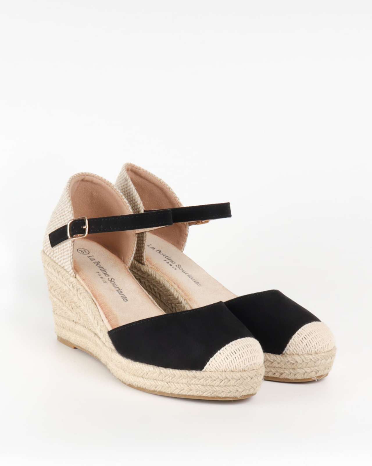Sandales espadrilles compensées, noire