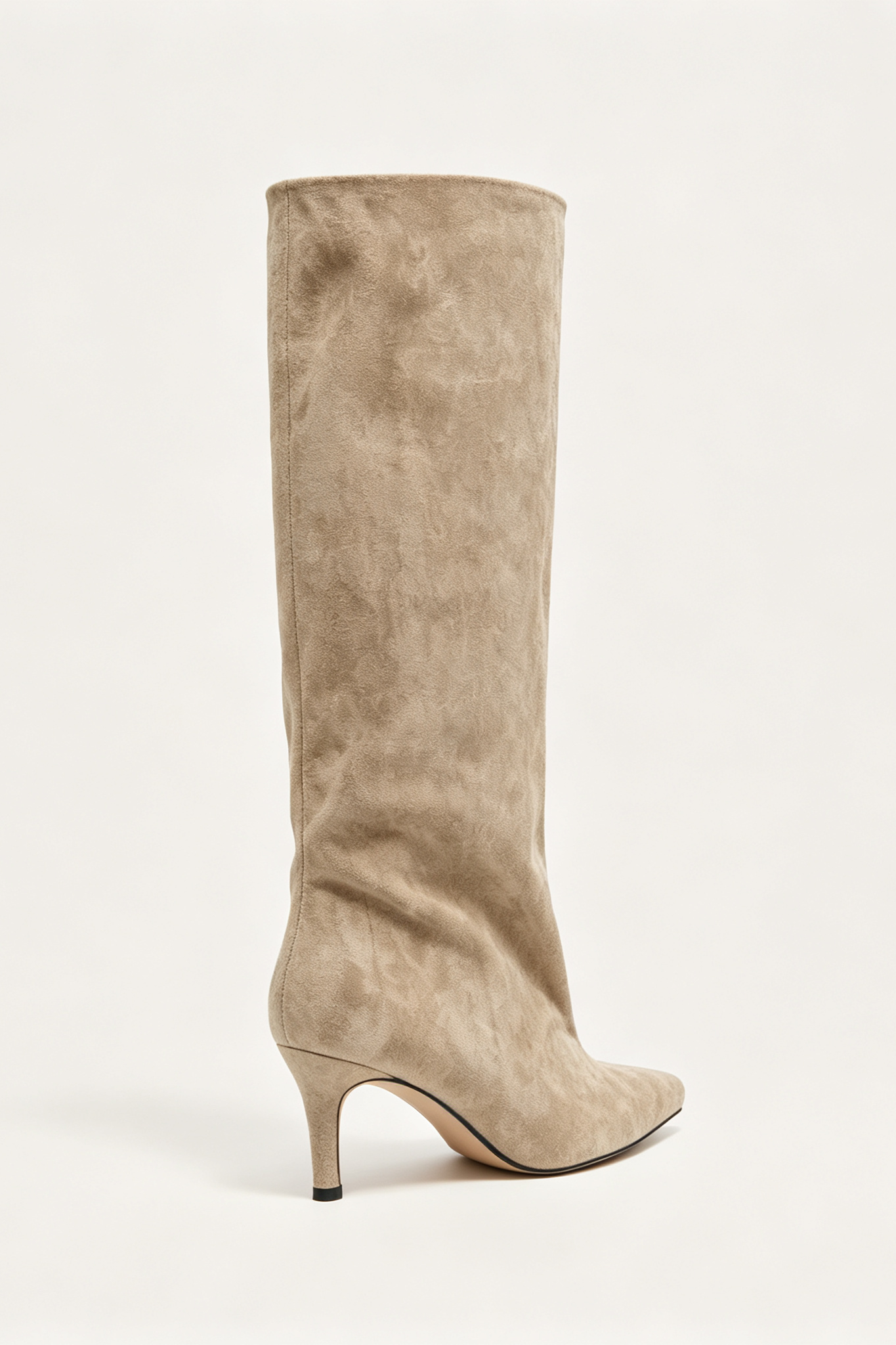 Bottes Hautes Fluides à Talon Fin, Taupe