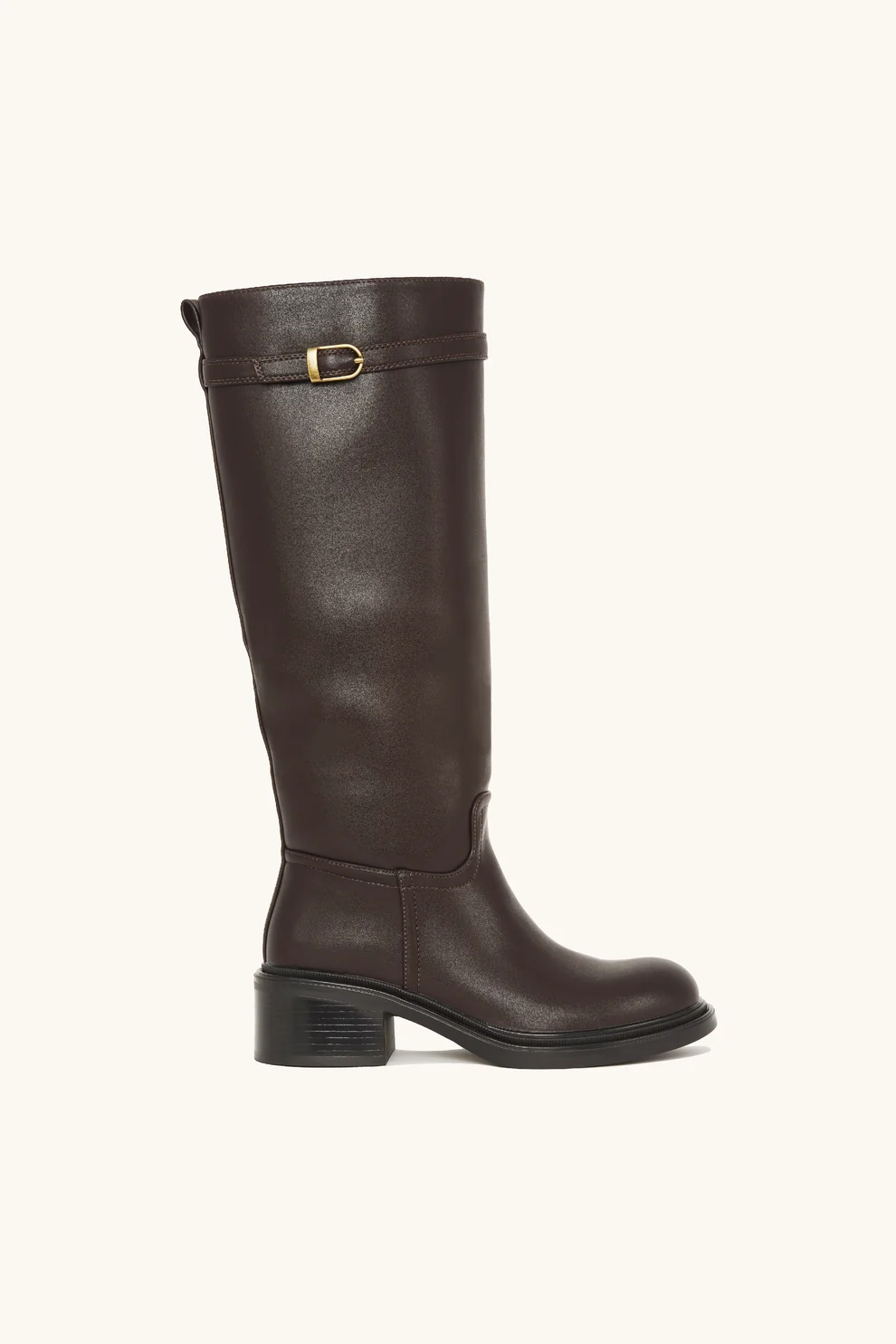 Bottes cavalières marrons à boucle dorée - marron