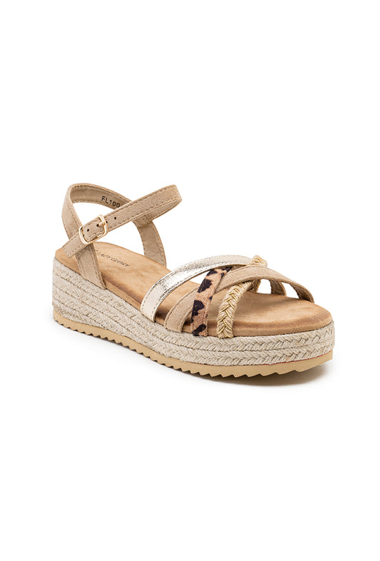 Sandales compensée plateforme avec multi brides croisées