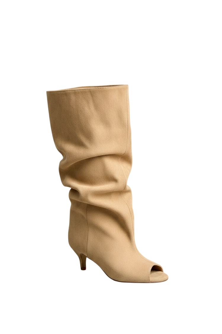 Bottes plissées tombantes pour femmes,  Taupe