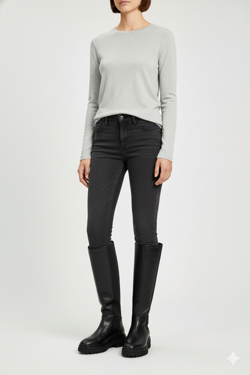 Bottes noires à semelle crantée bi-matière