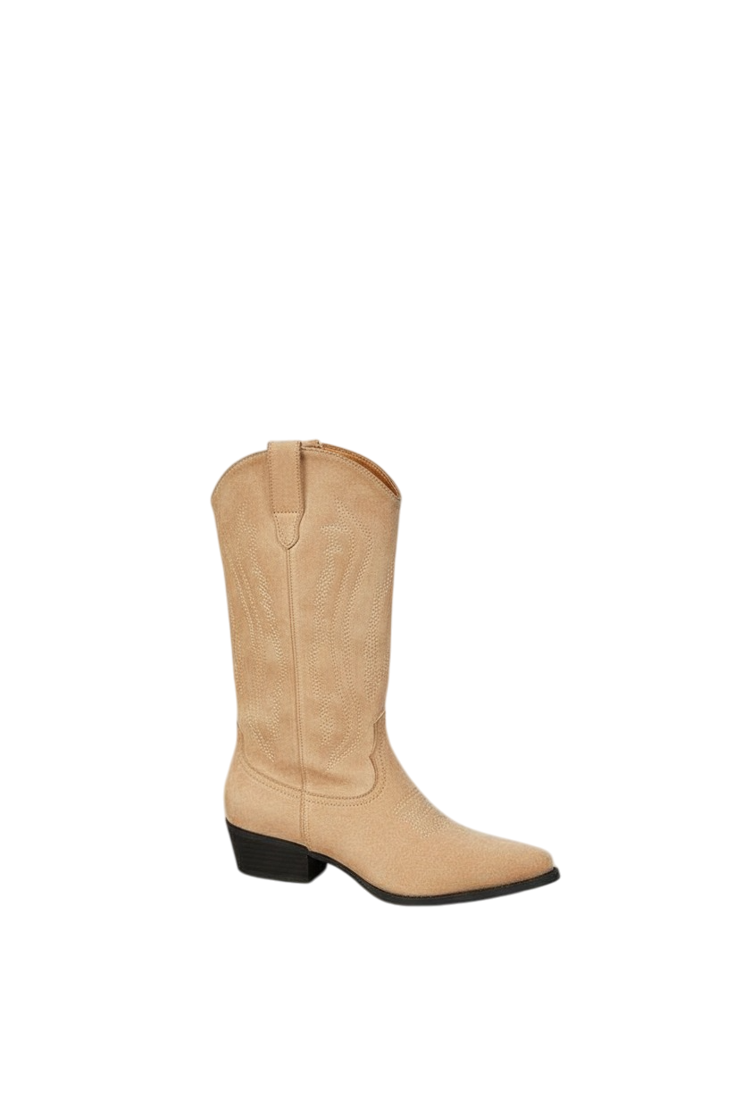 Bottes Santiags suédine style Cowboy, Taupe