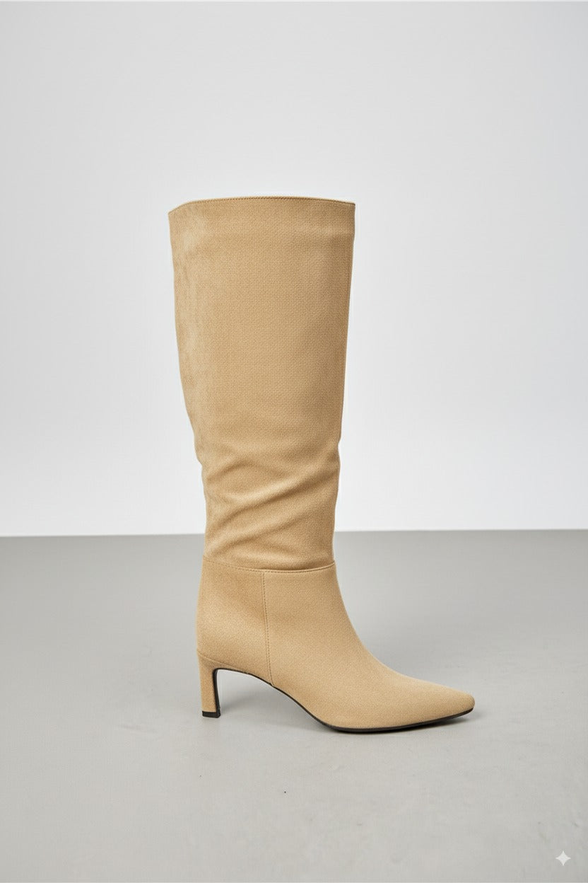 Bottes femmes bout pointu À Talons Kitten, Taupe
