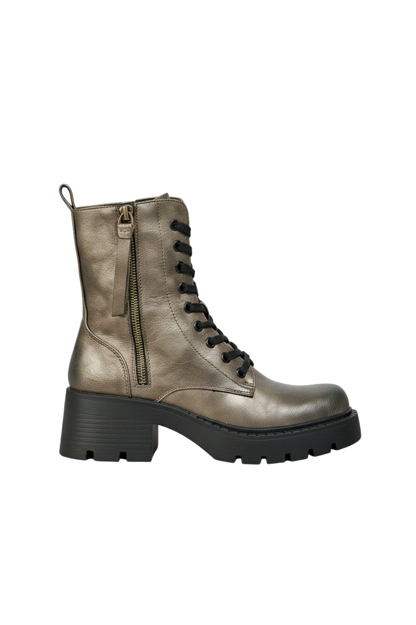 Bottines femmes plateformes à lacets, Gris argenté