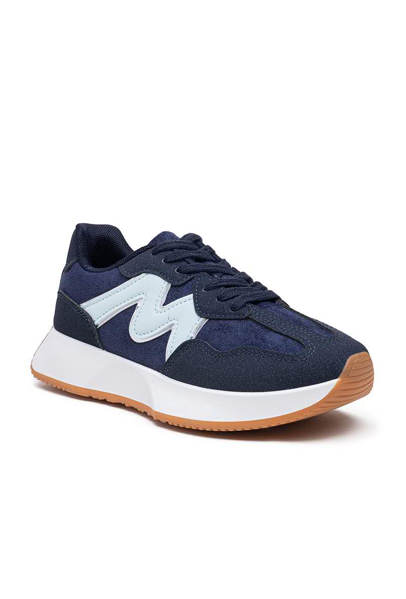 Basket femme à lacets semelle épaisse, Marine