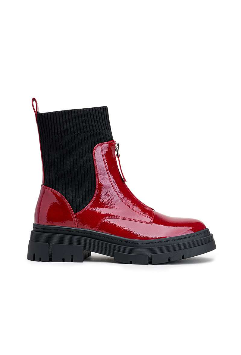 Chelsea boots chaussette zippé, Rouge vernis
