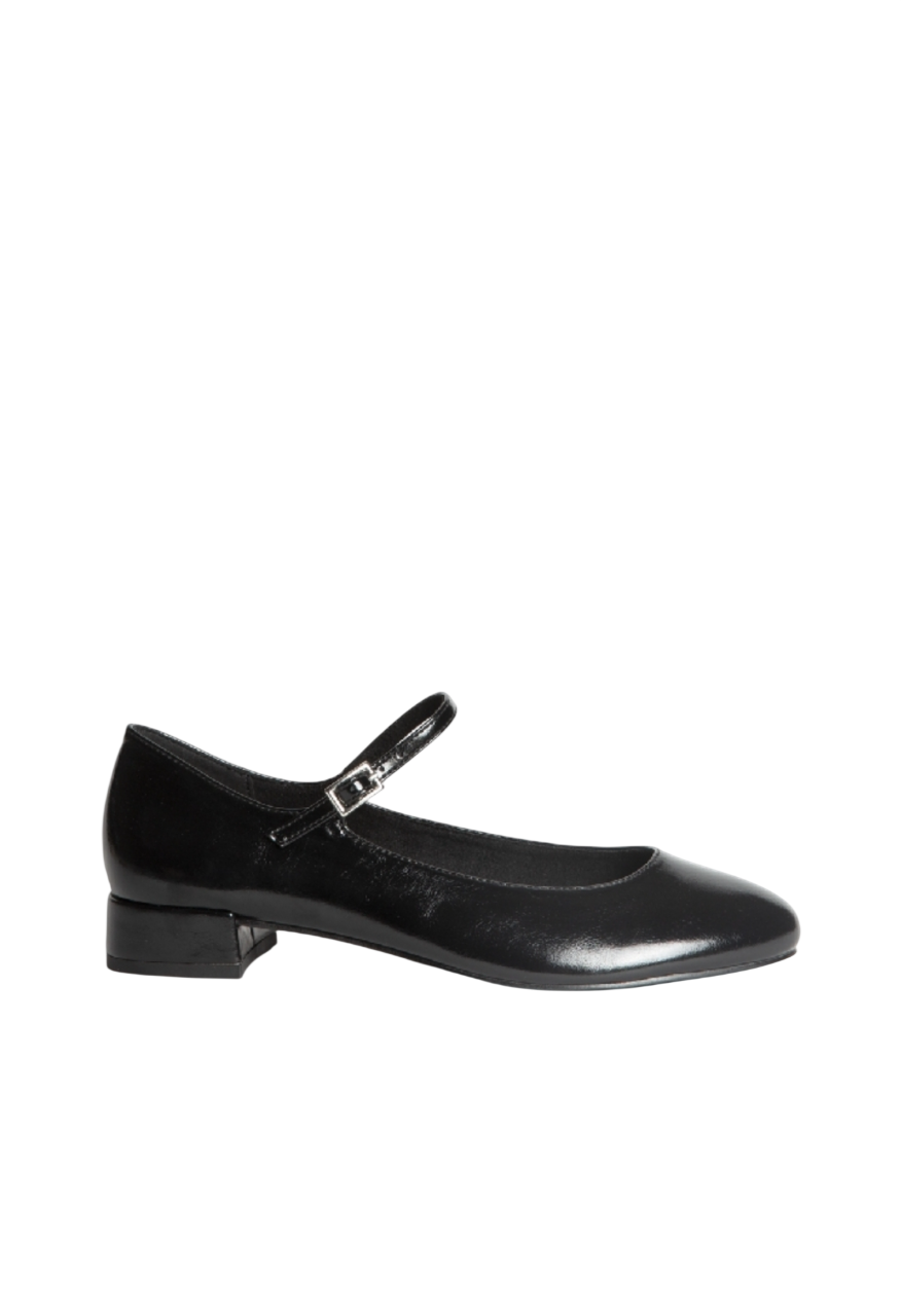 Ballerines vernies à talon, Noir