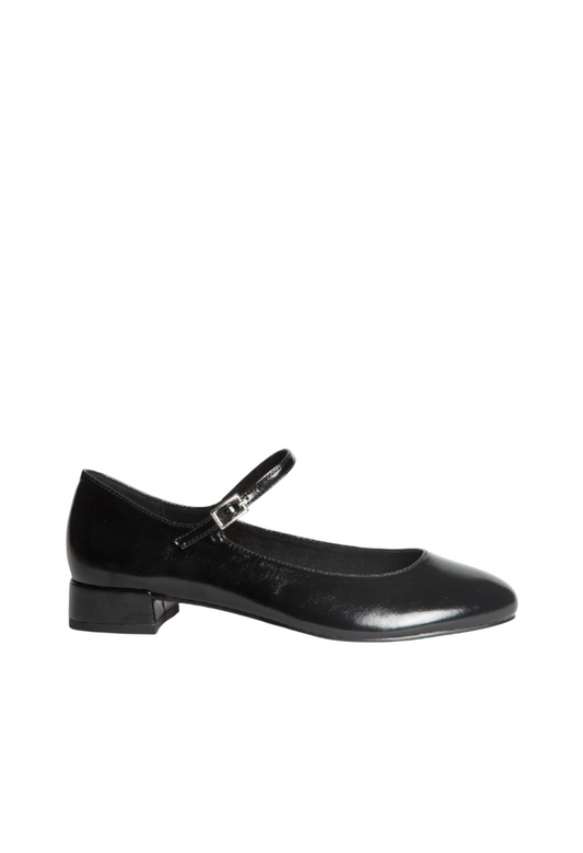 Ballerines vernies à talon, Noir
