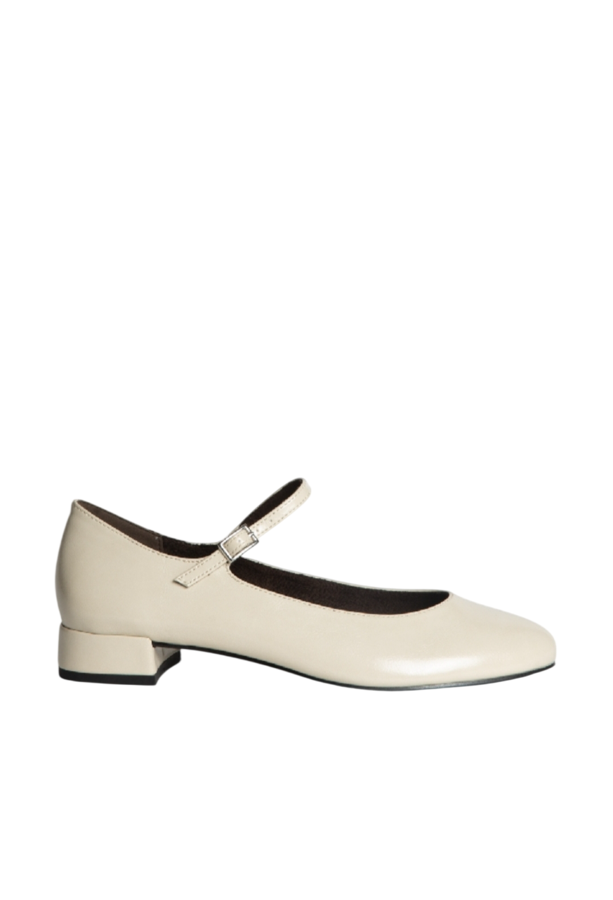 Ballerines vernies à talon,  Beige écru