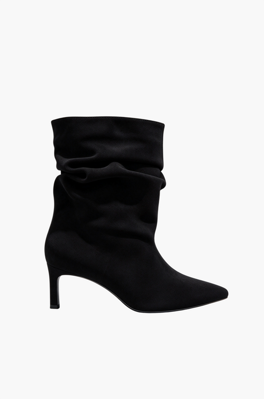 Bottines slouchy à petit talon effilé - noir