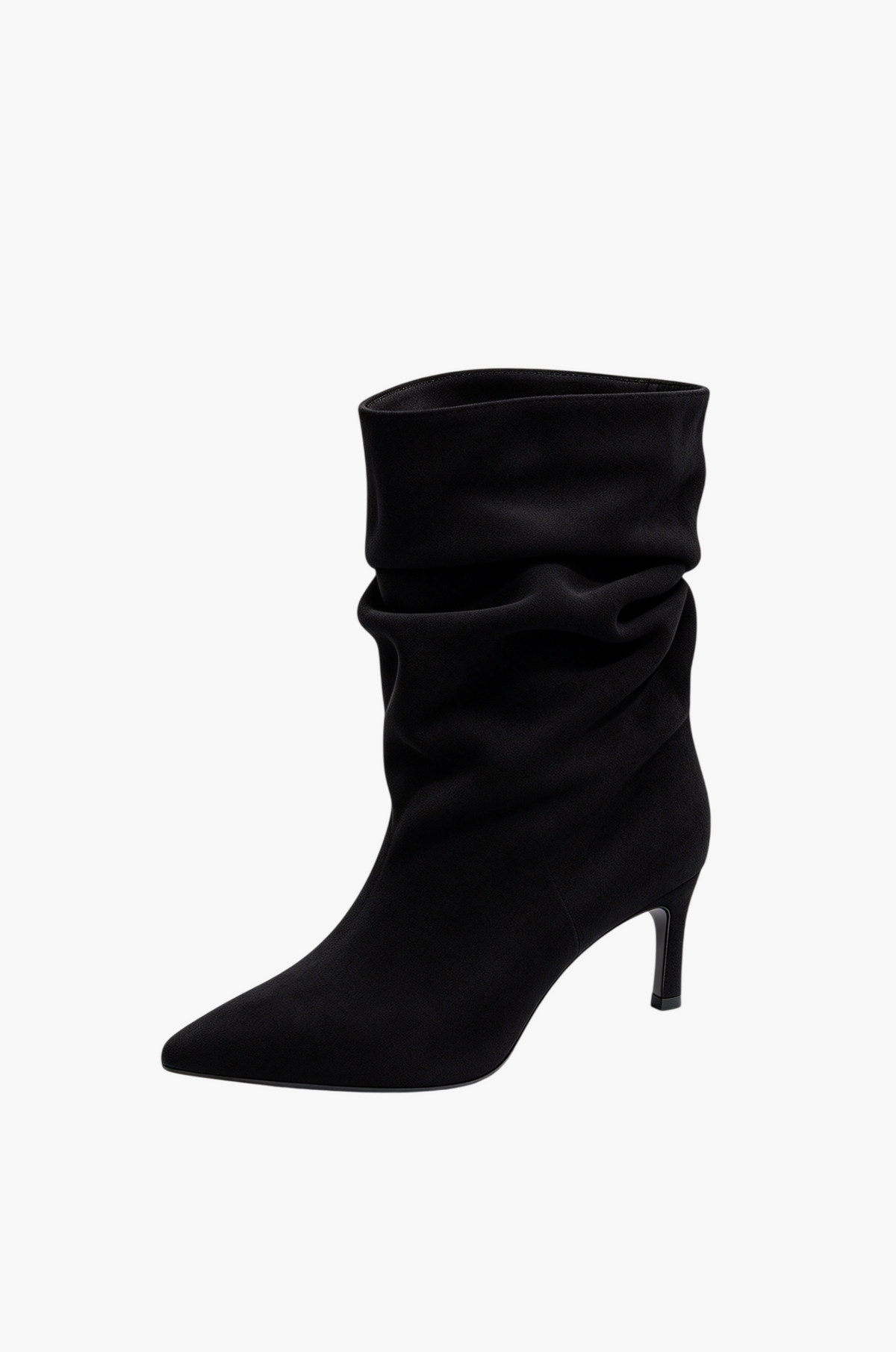 Bottines slouchy à petit talon effilé - noir