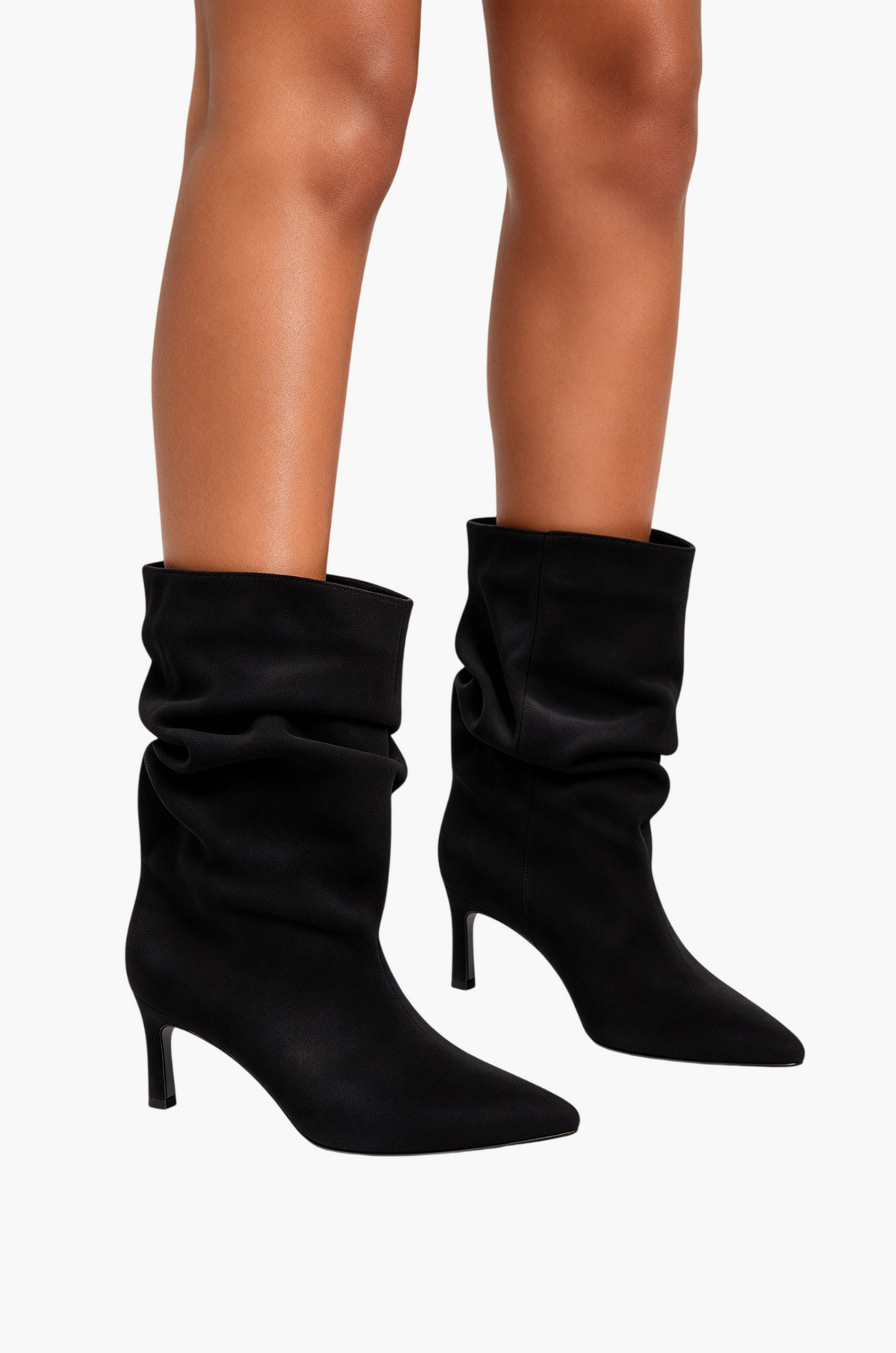 Bottines slouchy à petit talon effilé - noir