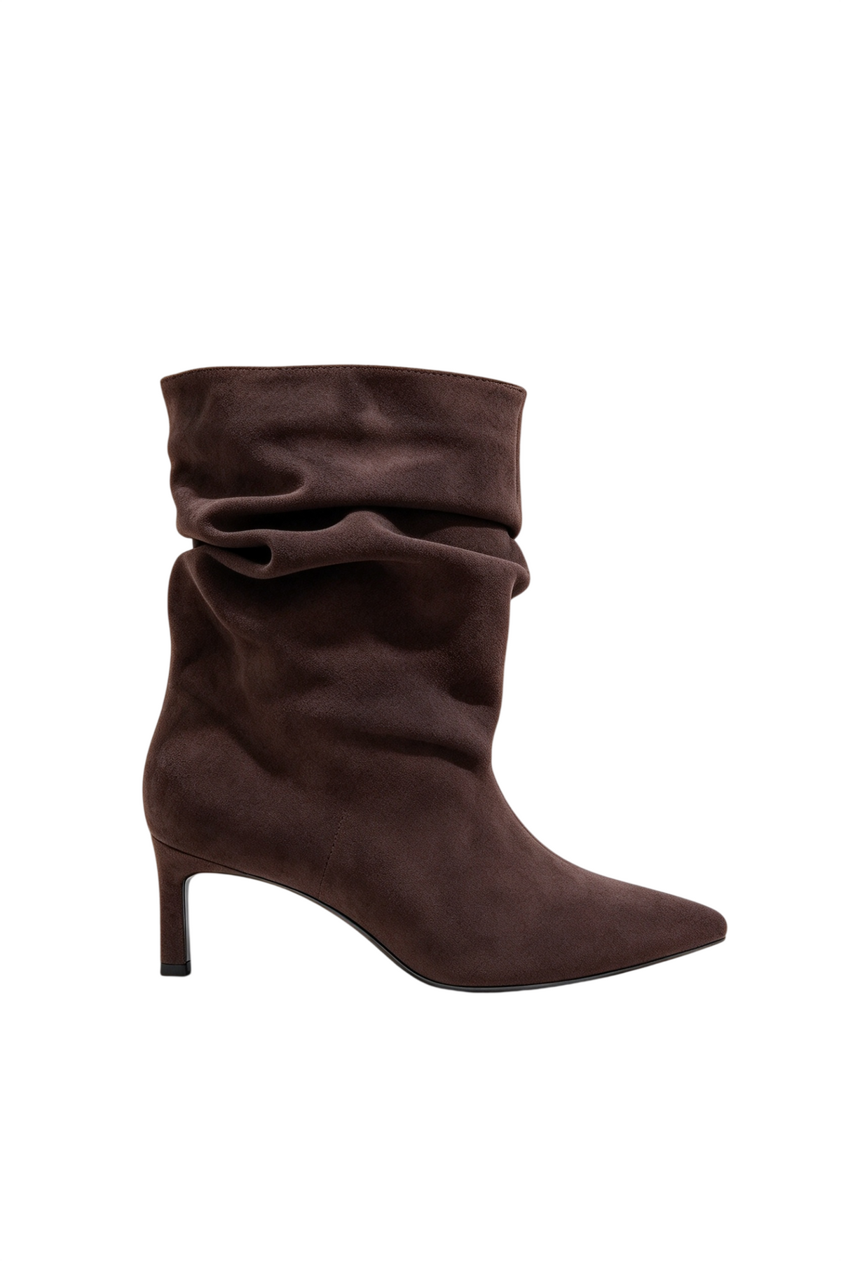 Bottines slouchy à petit talon effilé - marron
