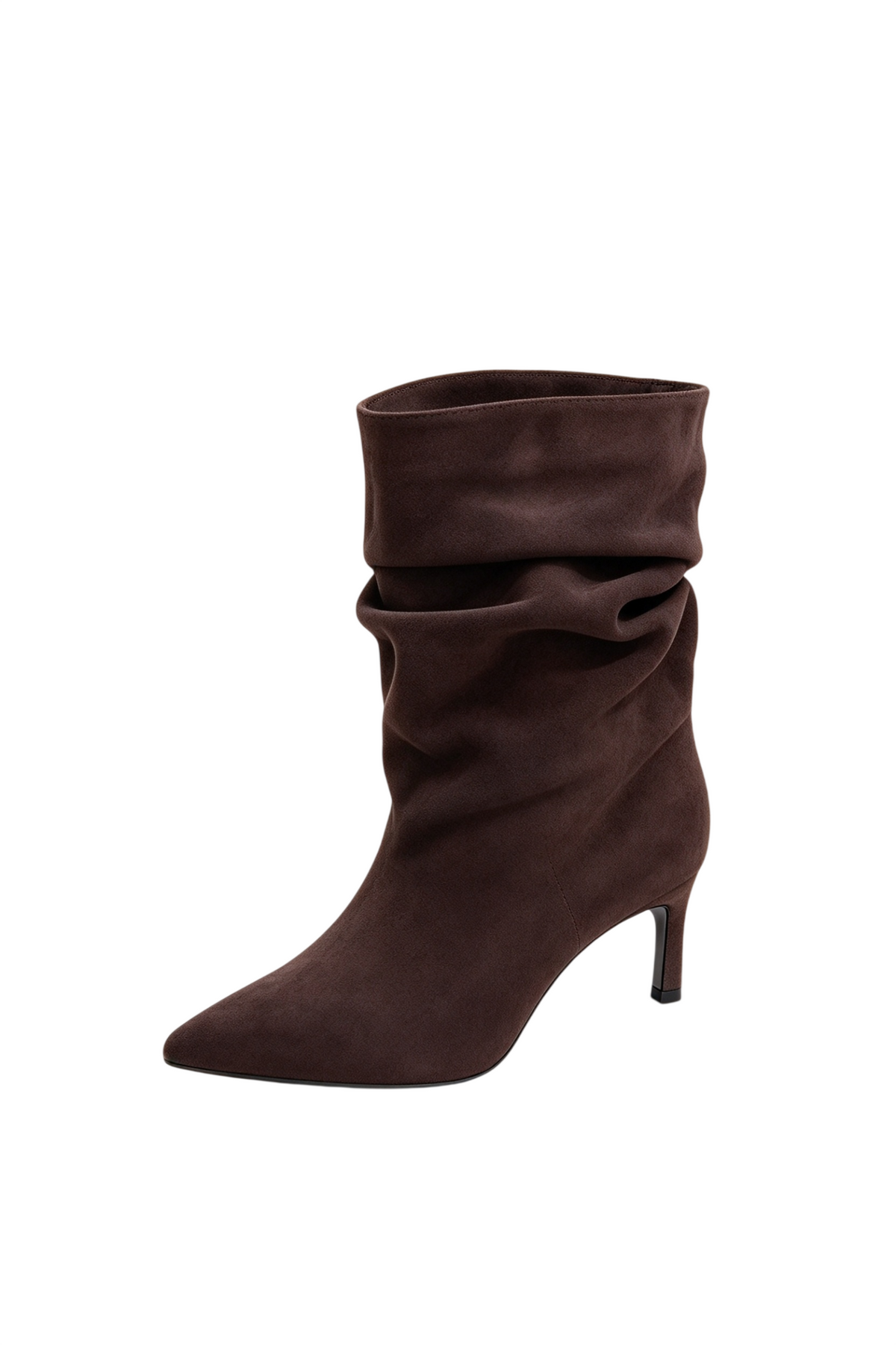 Bottines slouchy à petit talon effilé - marron
