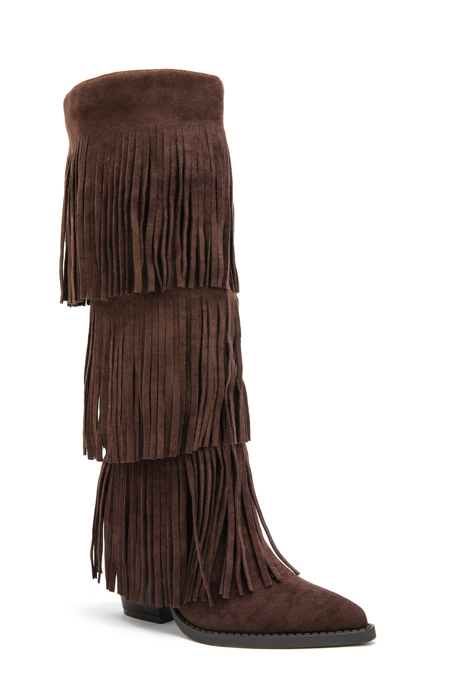 Botte Santiags style Cowboy à franges, Marron