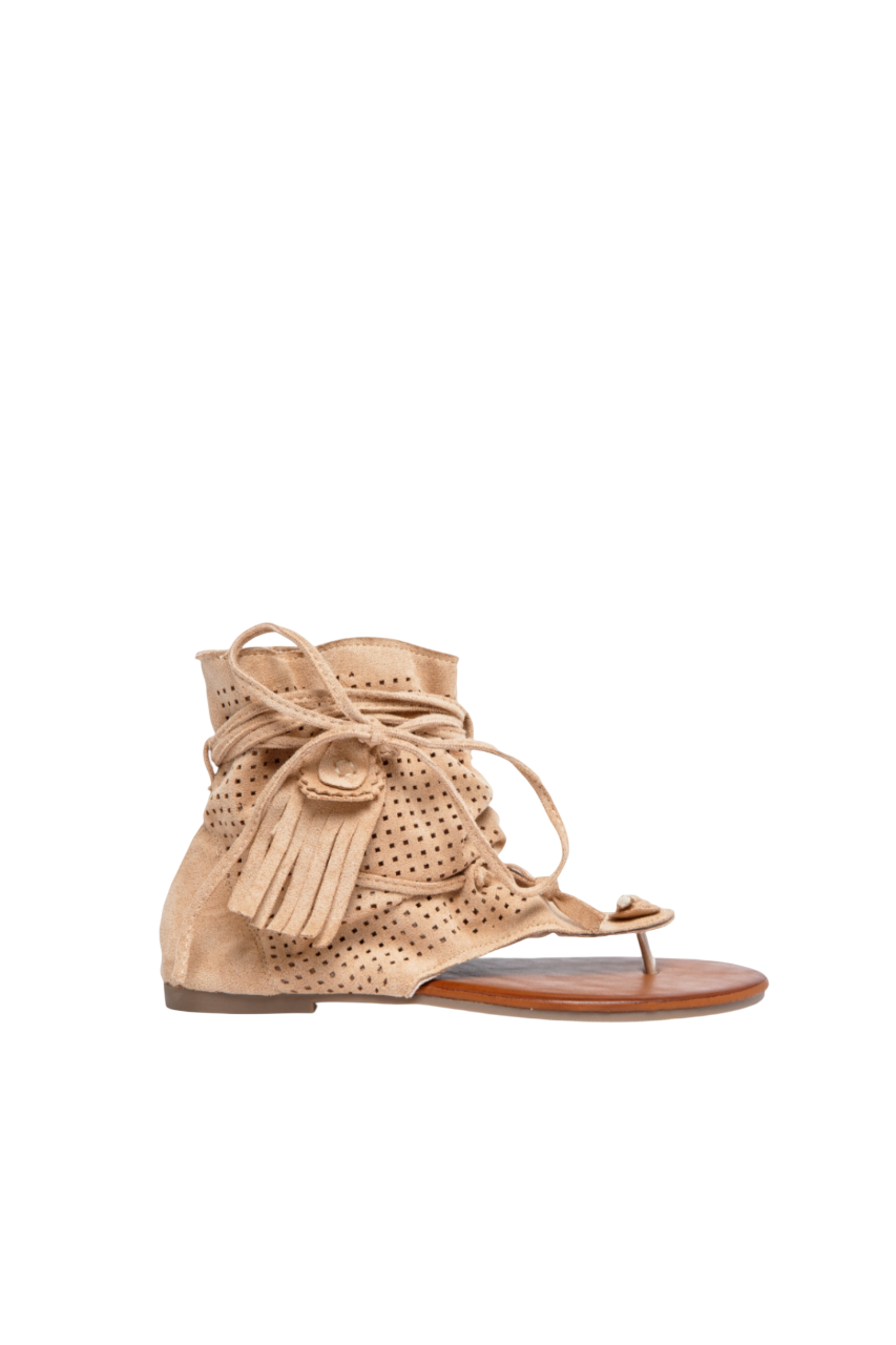 Sandales bohèmes avec franges, entre-doigts