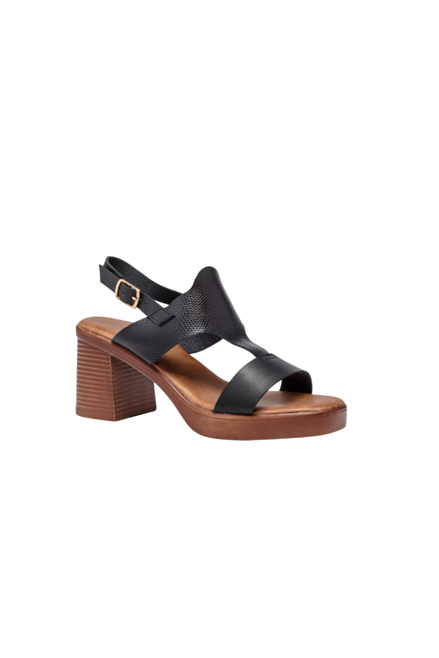 Sandales femme plateforme talons bloc, noire