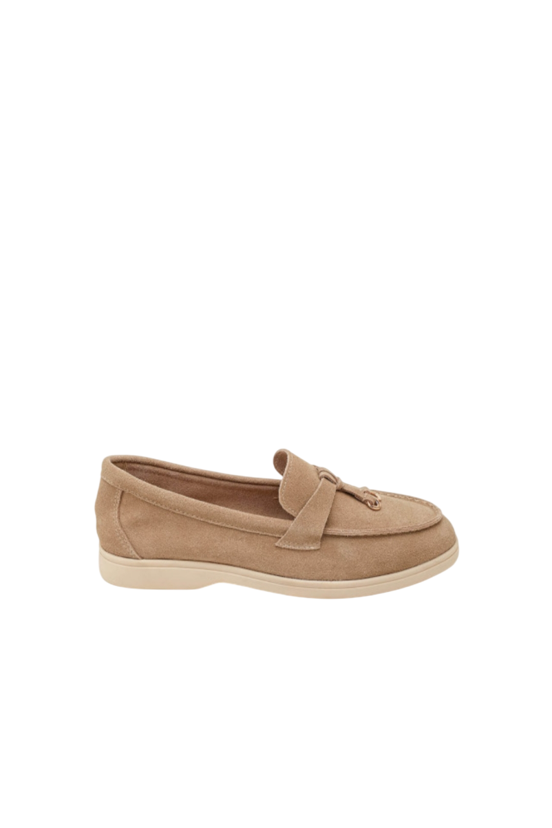 Mocassin / loafer en cuir daim pour femmes, Taupe