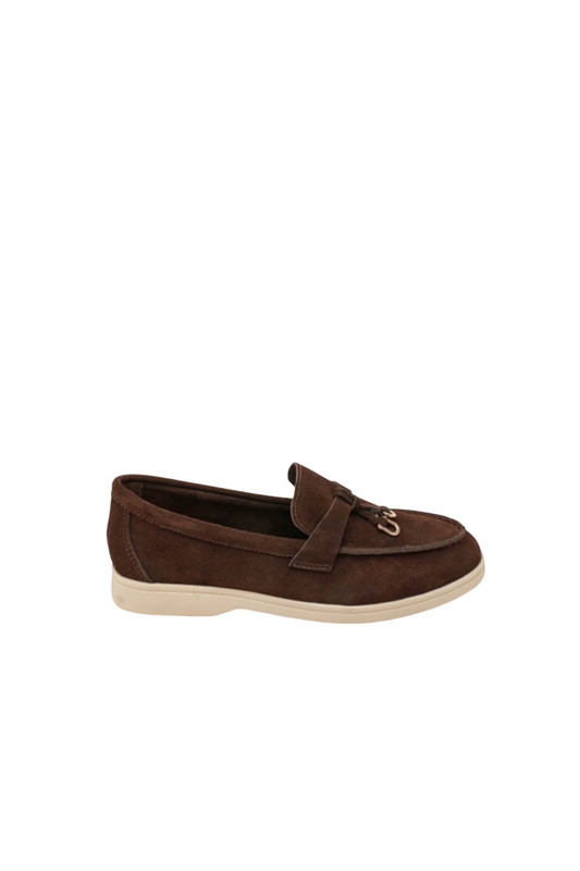 Mocassin / loafer en cuir daim pour femmes, Marron