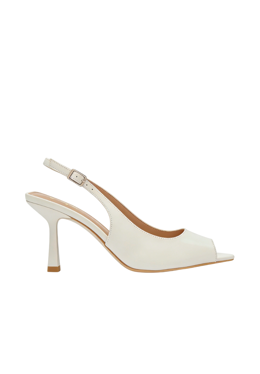 Escarpins slingback à bouts ouverts, Blanc