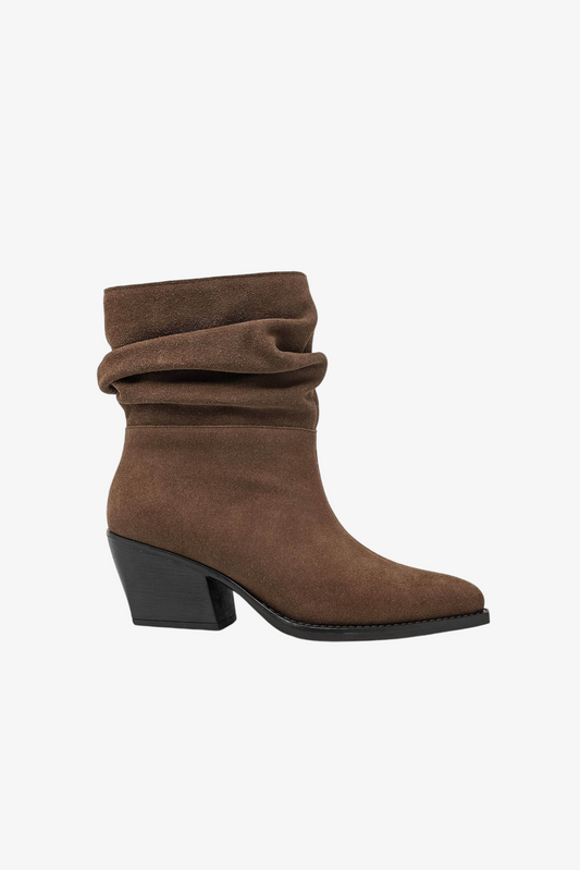 Bottines slouchy en cuir suédé - taupe
