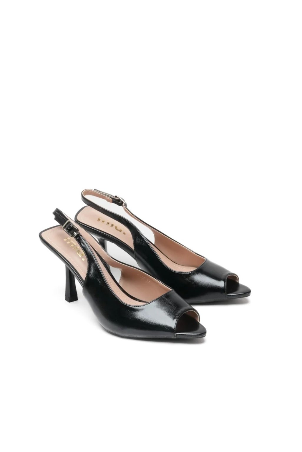 Escarpins slingback à bouts ouverts, Noir