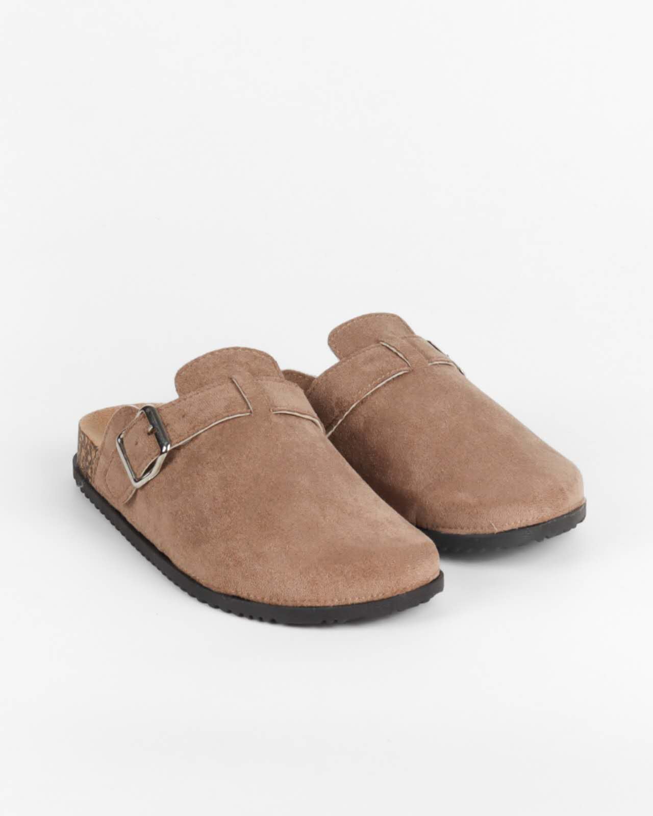 Mules Sabot femme en suédine avec boucle