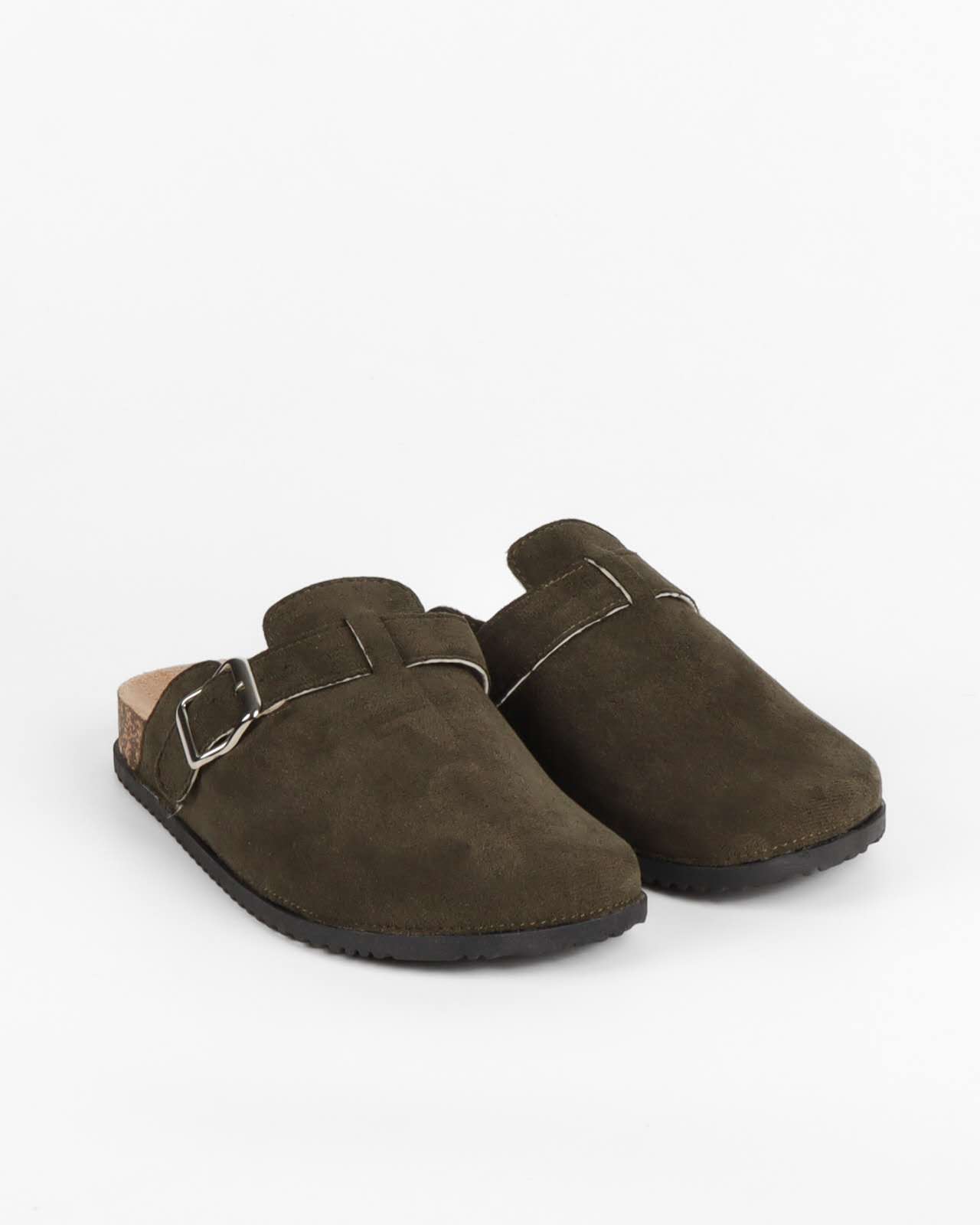 Mules Sabot femme en suédine avec boucle