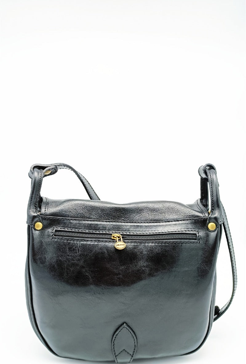 Sac besace porté croisé vintage en cuir, Noir