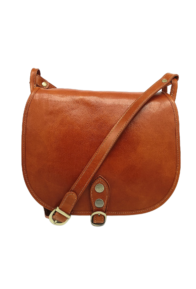 Sac besace porté croisé vintage en cuir, Cognac – VERA COLLECTION