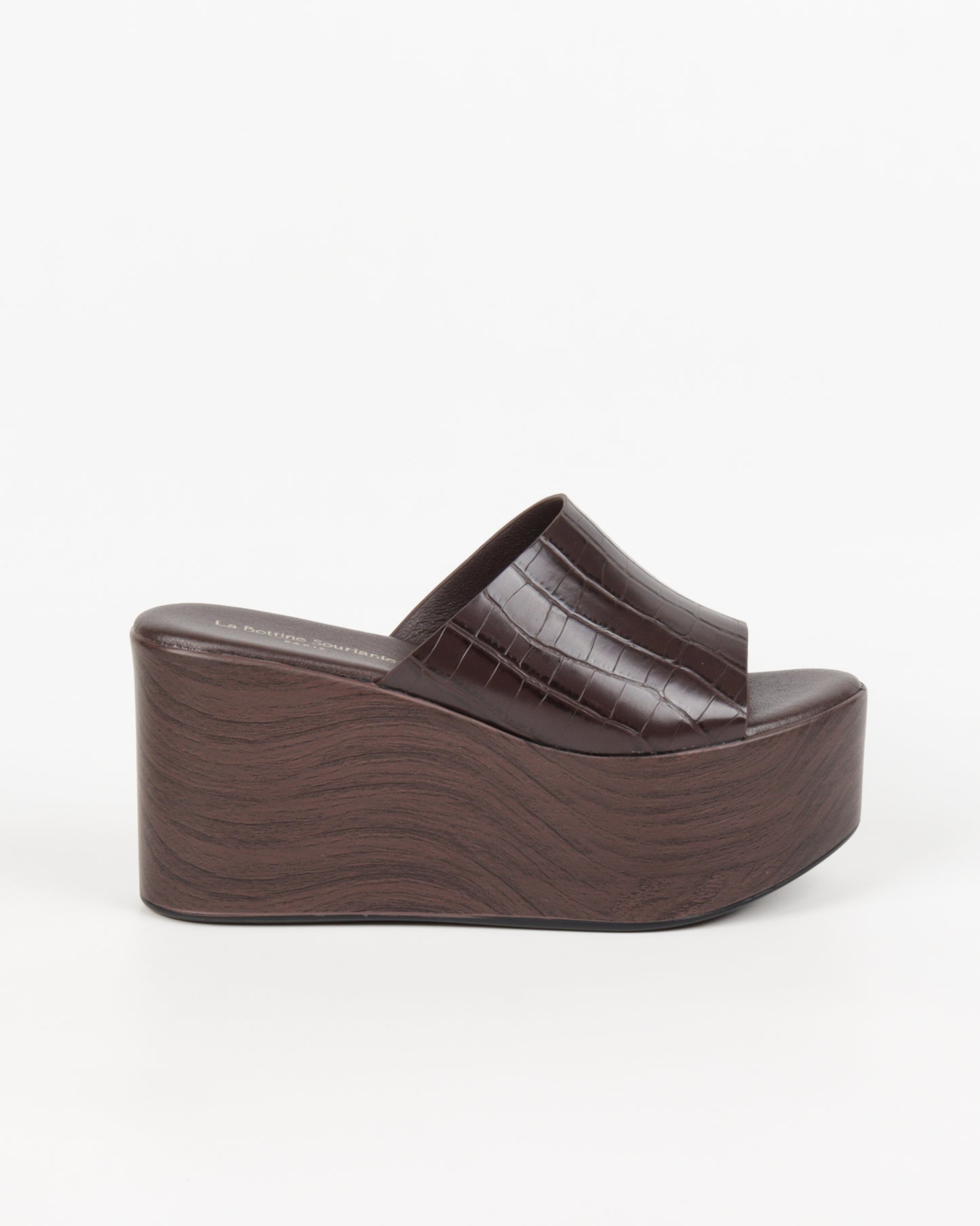 Mules compensées plateforme, Marron