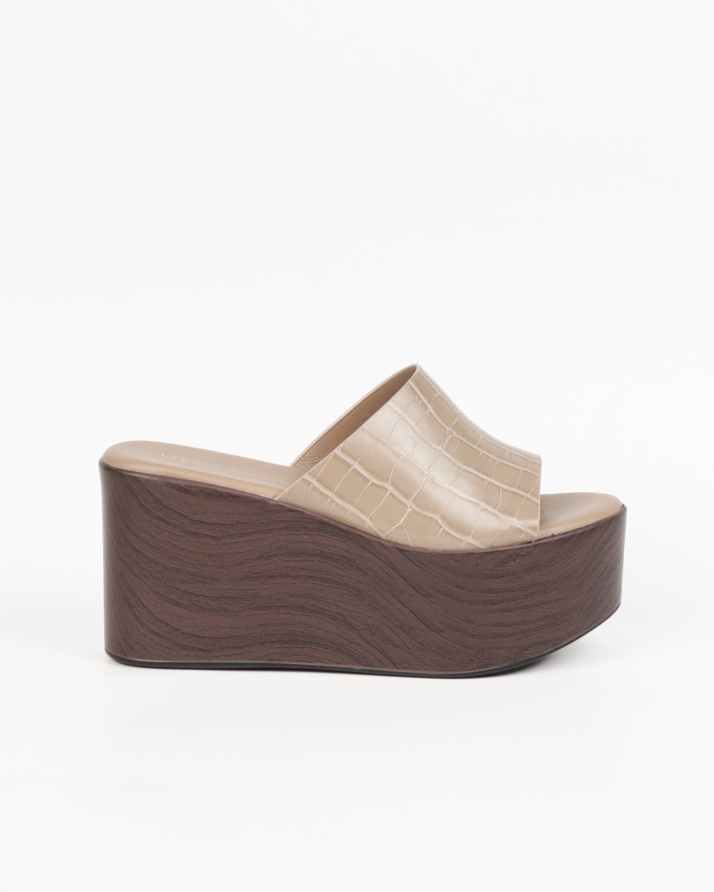 Mules compensées plateforme, Taupe