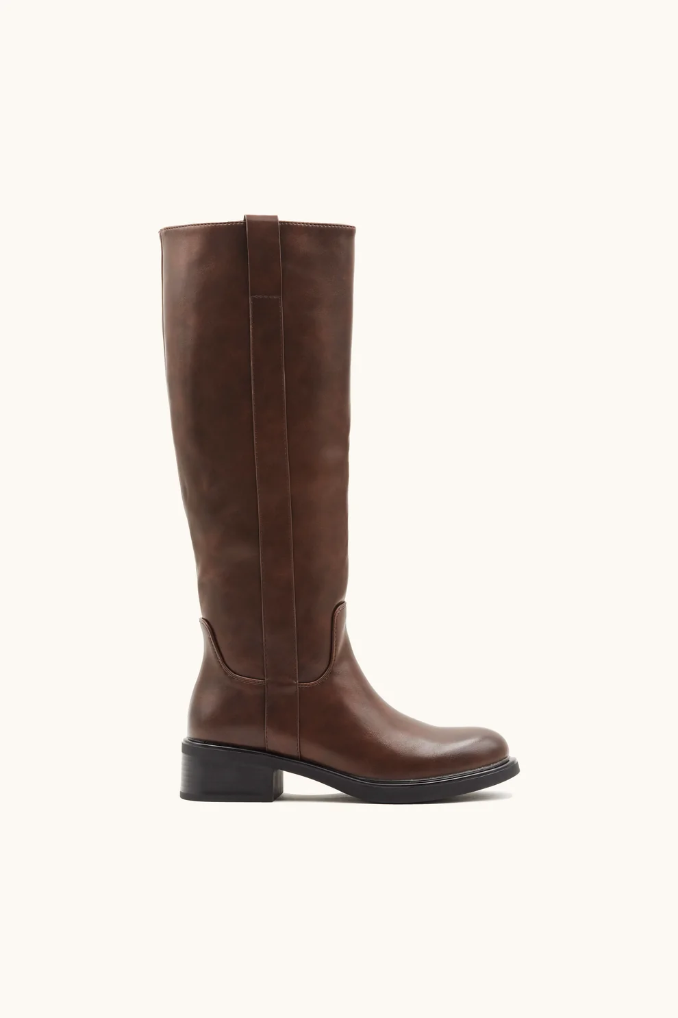 Bottes Marron cavalière talon plat