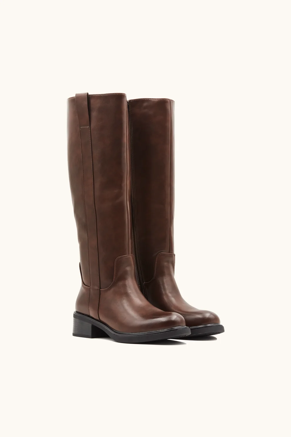 Bottes Marron cavalière talon plat