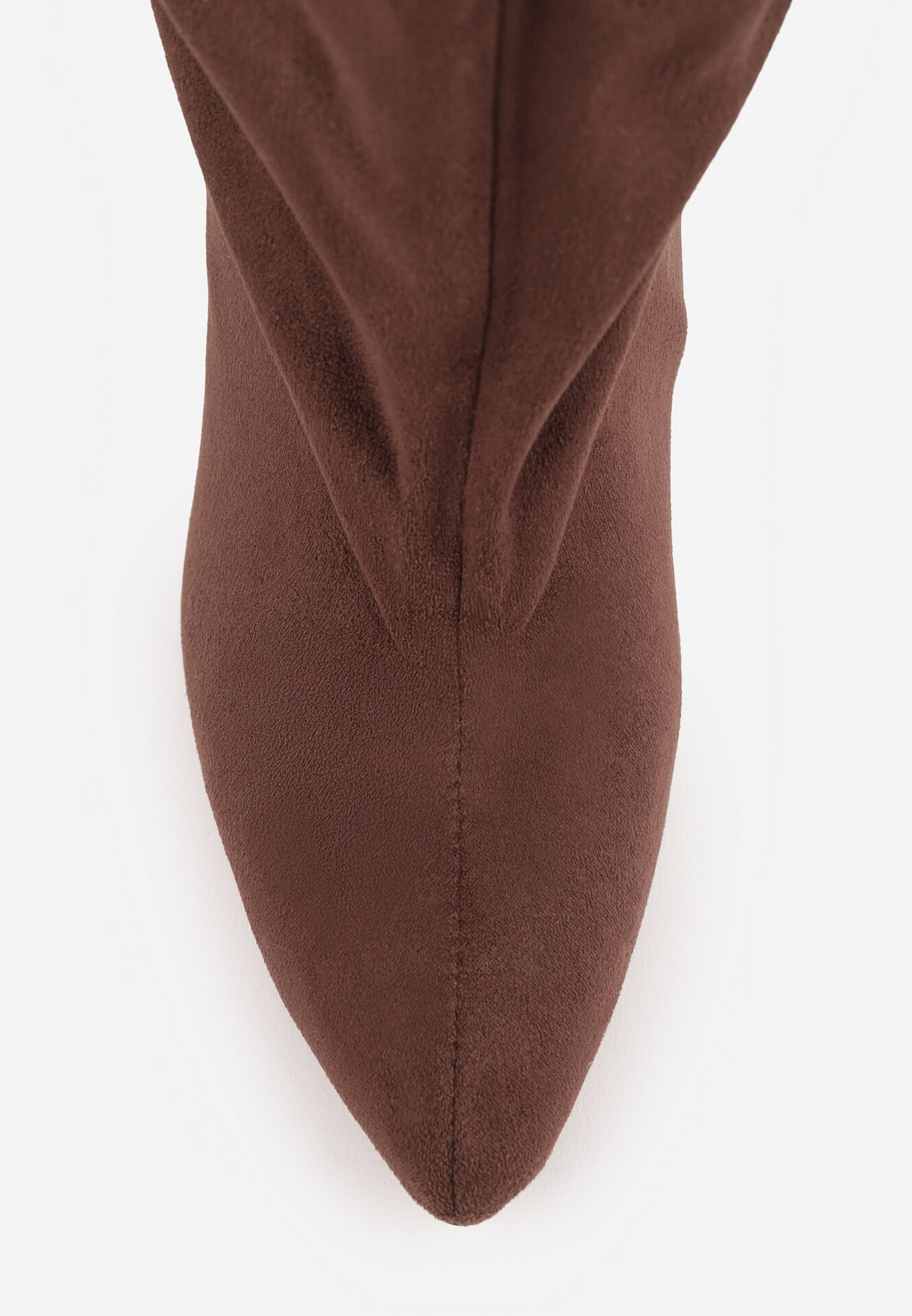 Bottes bout pointu souple plissé à talon bloc, Marron