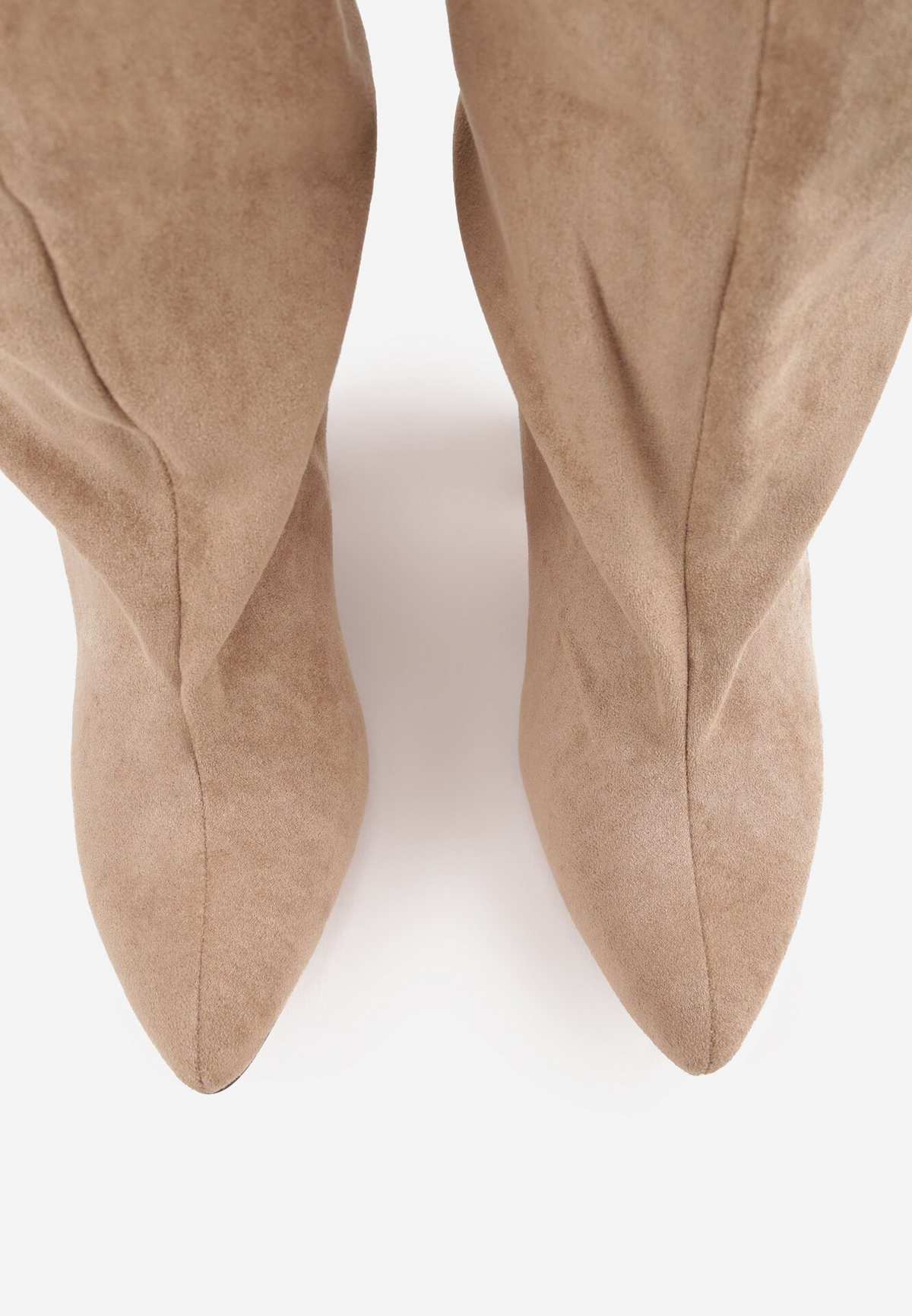 Bottes bout pointu souple plissé à talon bloc, Taupe