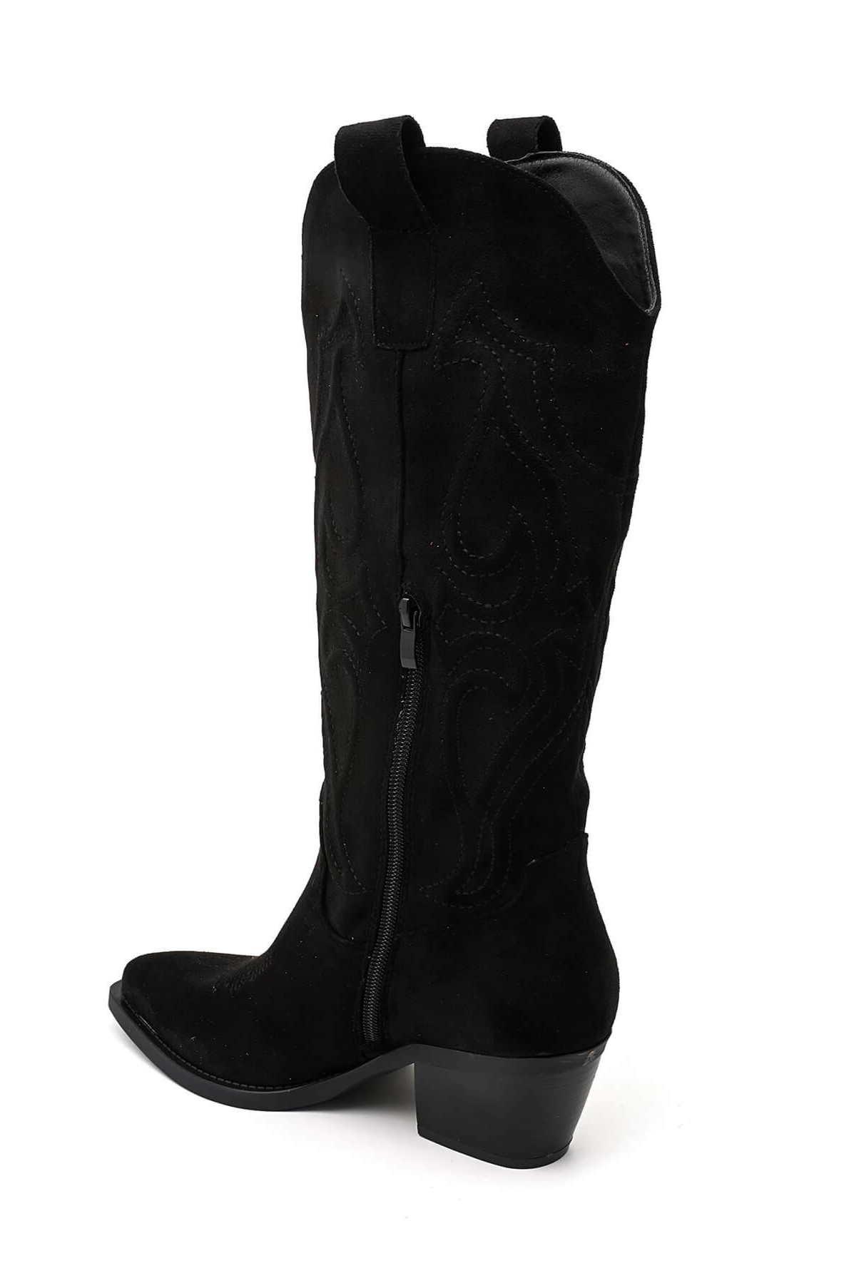Bottes Santiags suédine style Cowboy, Noir