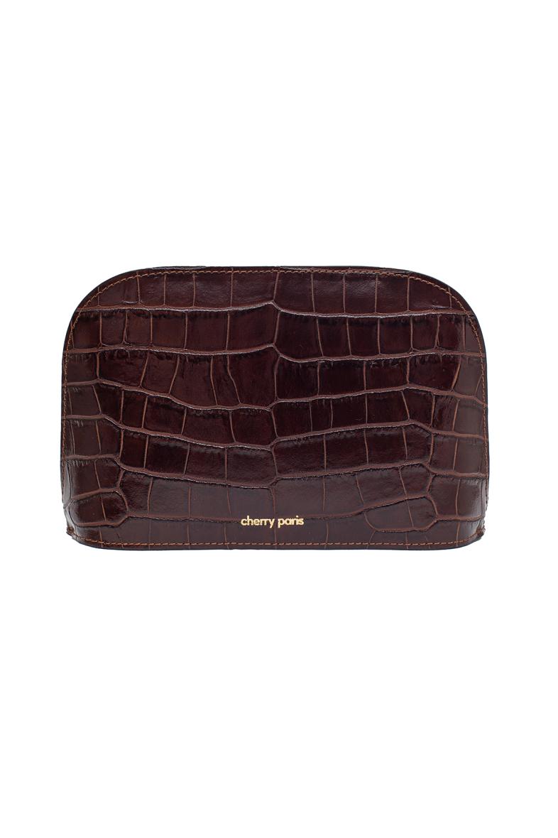 DEBORAH Croco Sac cuir Porté-travers, Marron