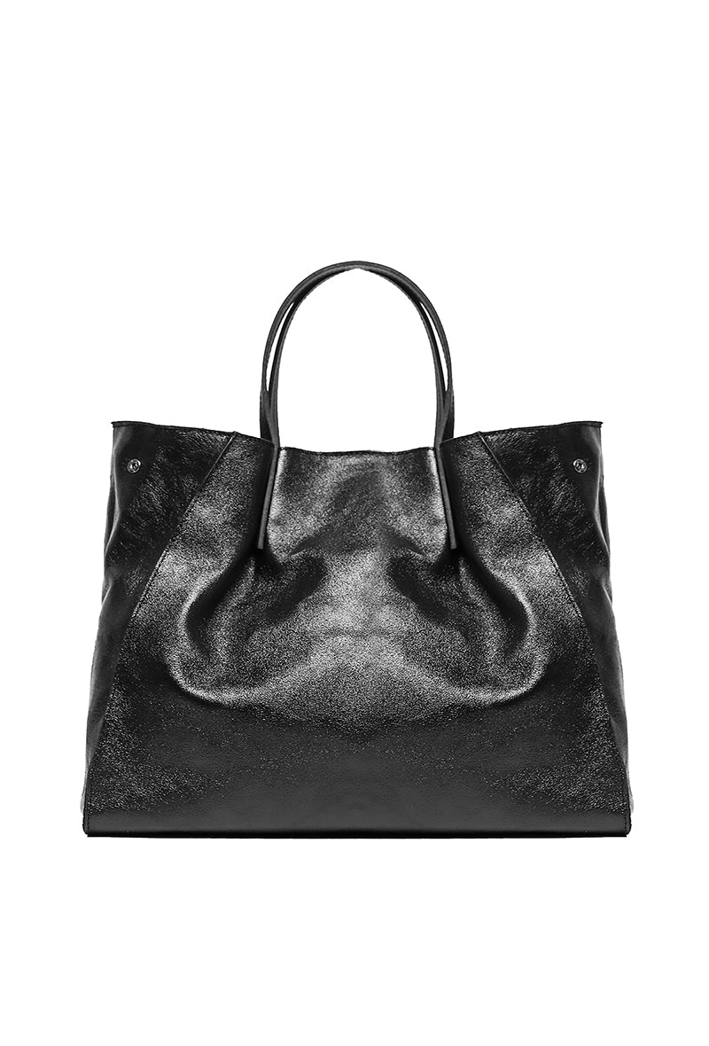 Sac cabas cuir ETHEL METAL - Noir métal