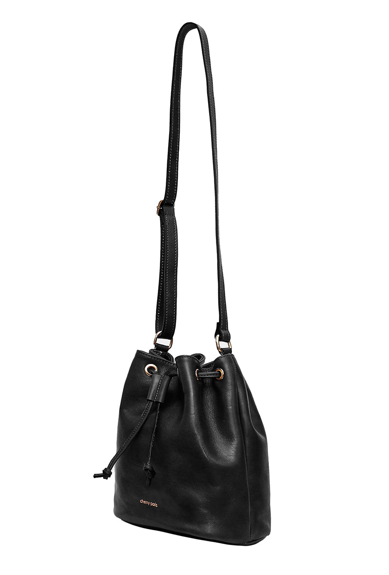 Sac bourse cuir, Linda - Noir