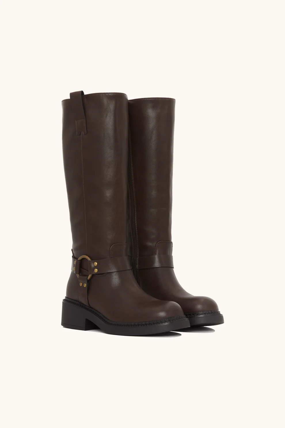 Biker Bottes avec bride sangle, marron